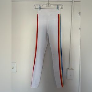 Spiritual gangster white and rainbow striped leggings size XS. Worn once!